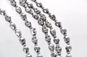 1 Strand Small SILVER Metallic Coated HEMATITE Gemstone SKULL Beads 10x8mm ghe0003