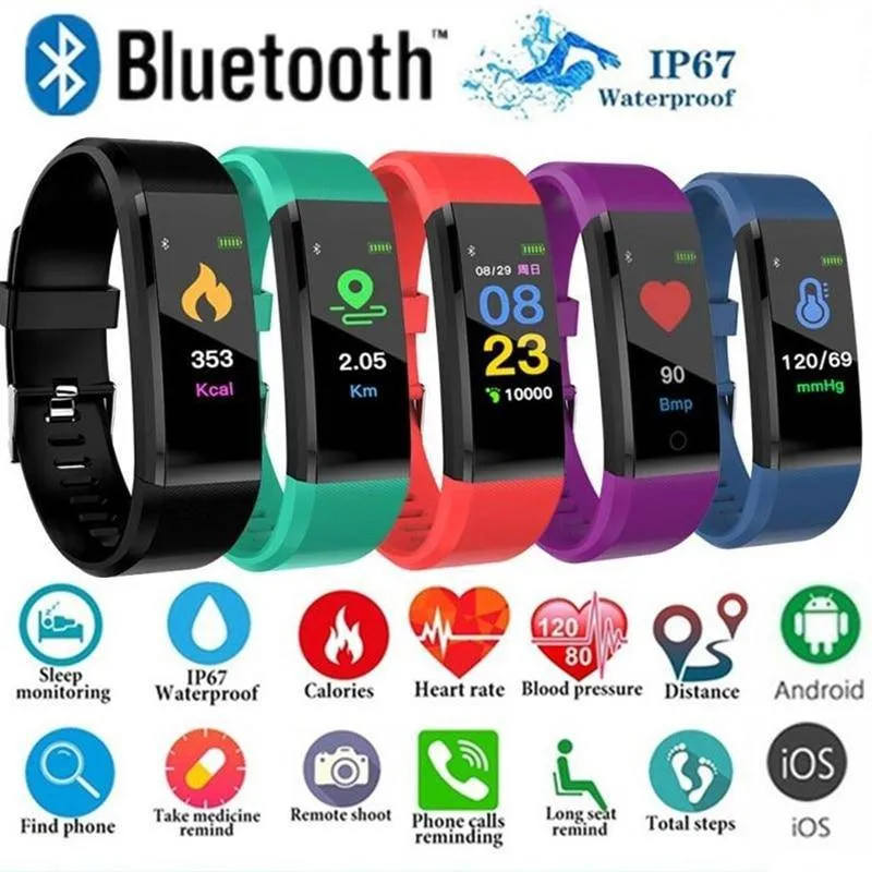 115 Plus Bluetooth Smart Watch Heart Rate Monitor Fitness Tracker Bracelet Waterproof