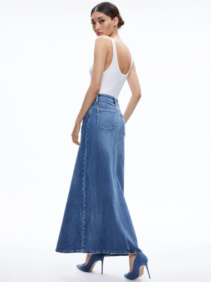 Alice   Olivia - Rye Denim Maxi Skirt - Brooklyn Blue