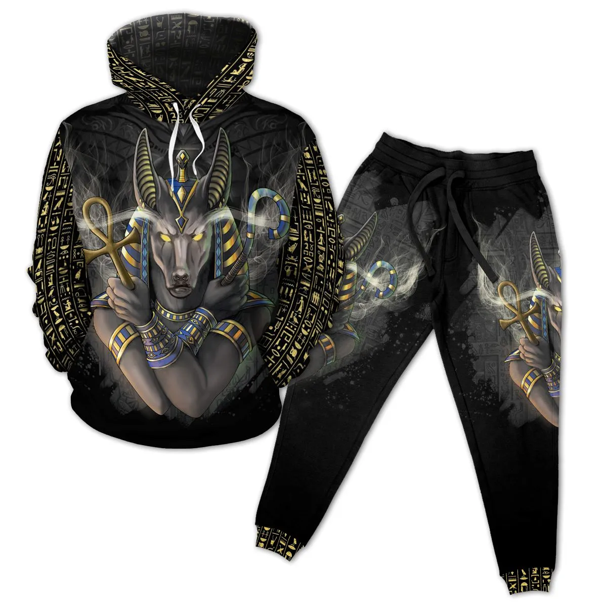 Anubis In Black All-over Hoodie and Joggers Set