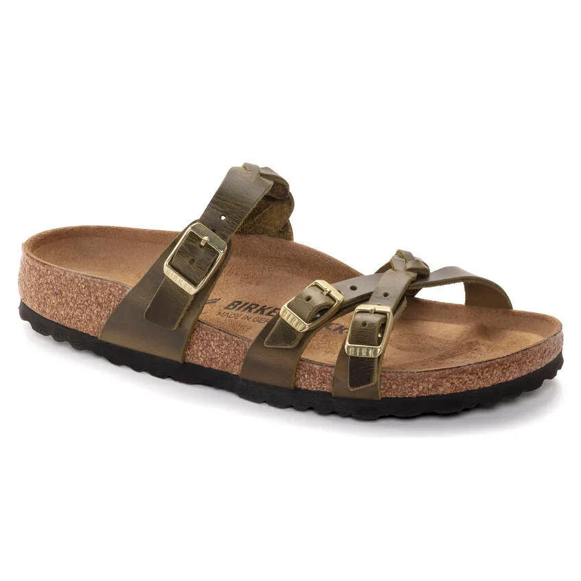 Birkenstock Franca Braid Sandal - Green Olive Oiled Leather