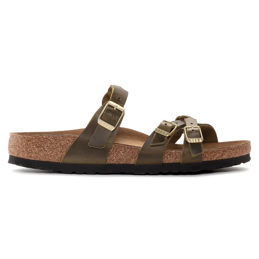 Birkenstock Franca Braid Sandal - Green Olive Oiled Leather