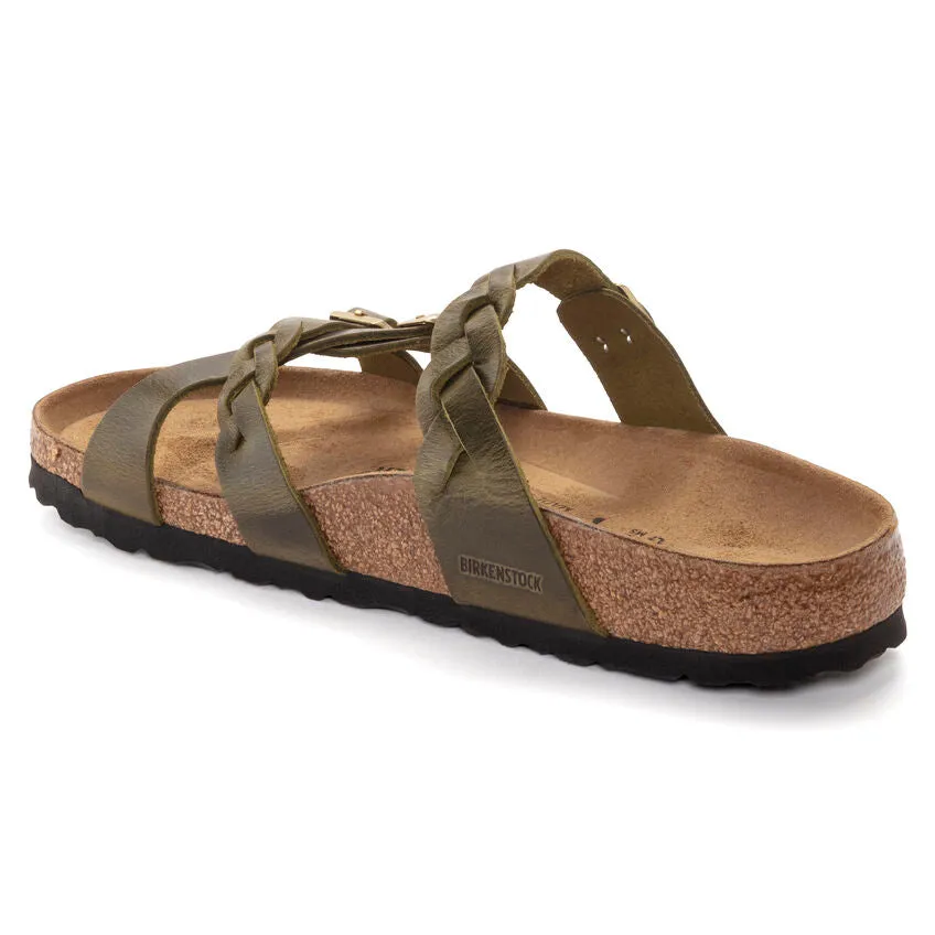 Birkenstock Franca Braid Sandal - Green Olive Oiled Leather