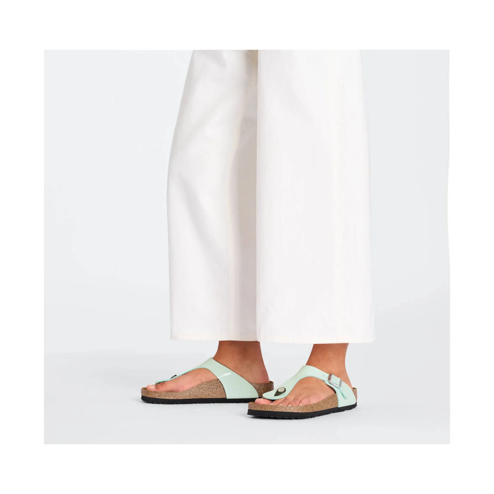 Birkenstock Gizeh Birko Flor Patent Sandal - Surf Green