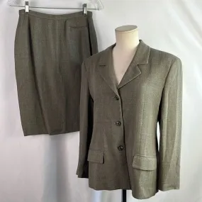 BurberryVintageOlive Jacket and Skirt Suit Set