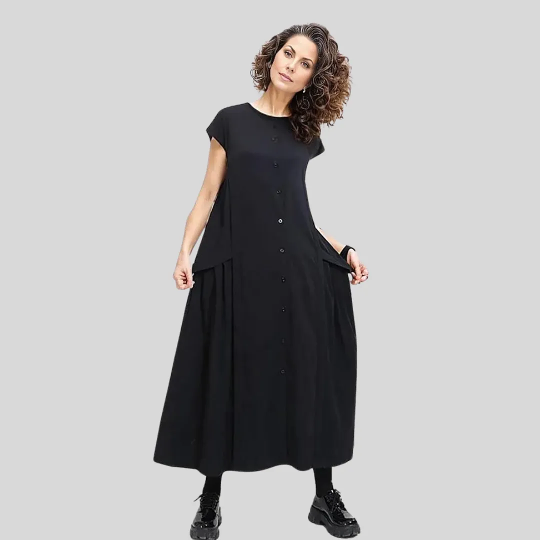 Cargo Style Sleeveless Black Dress