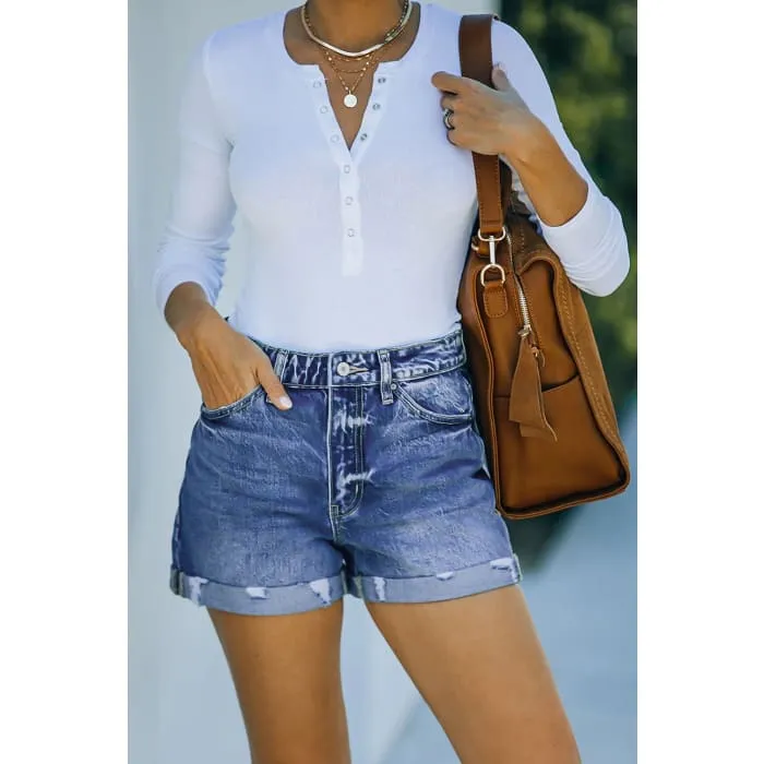 Classic Cuffed Denim Shorts