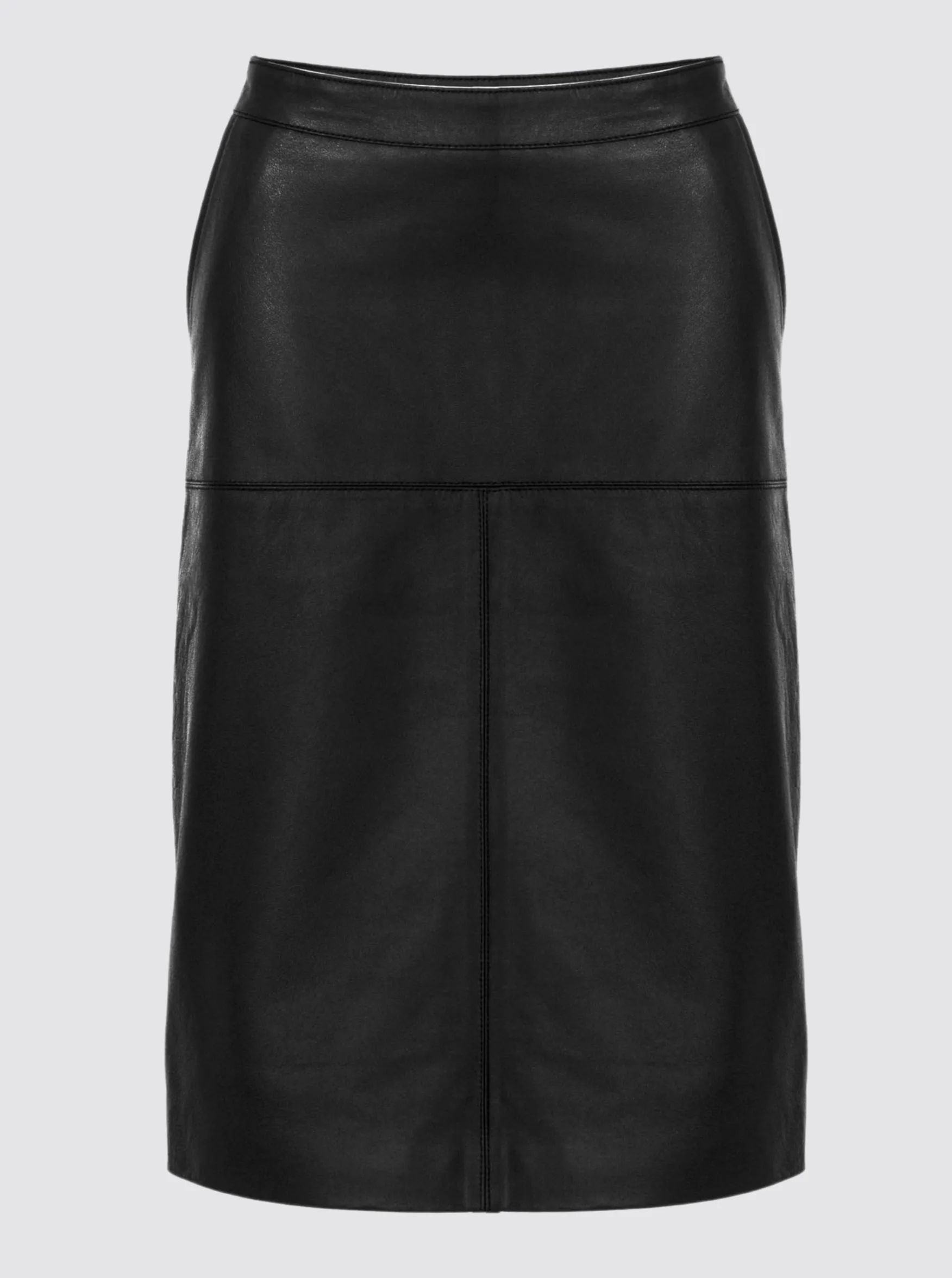 CLEO LEATHER MIDI SKIRT - BLACK