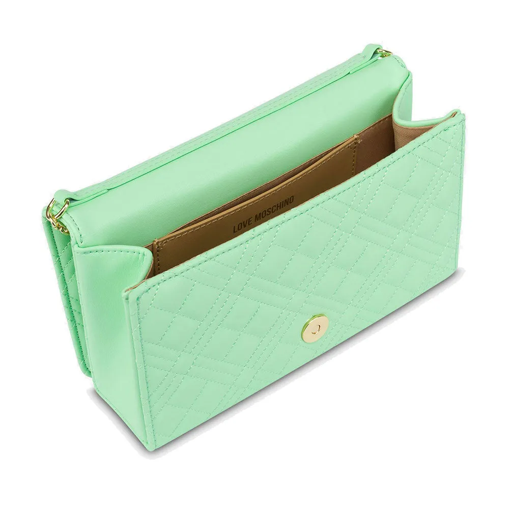 Clutch Donna con Tracolla LOVE MOSCHINO linea Smart Daily Quilted Verde Menta