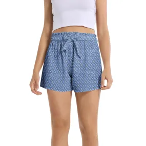 Delft Blue Tile Art Women's Belted Short