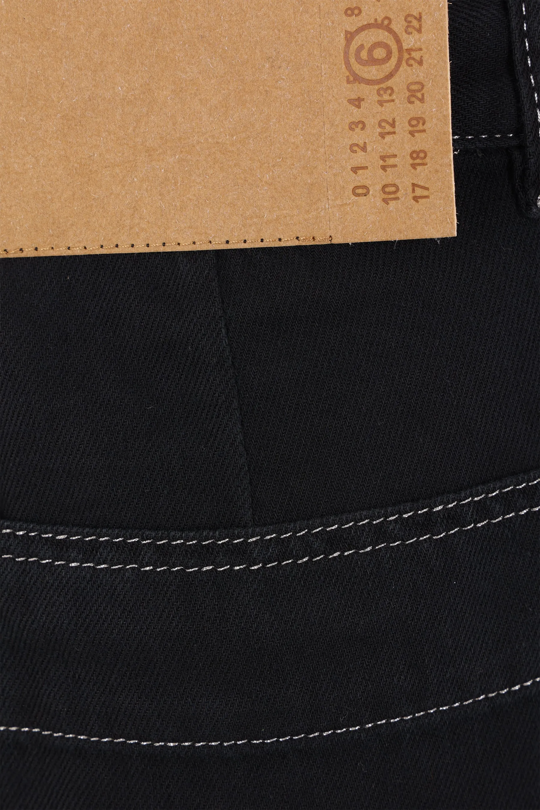 denim cargo jeans with lurex stitching