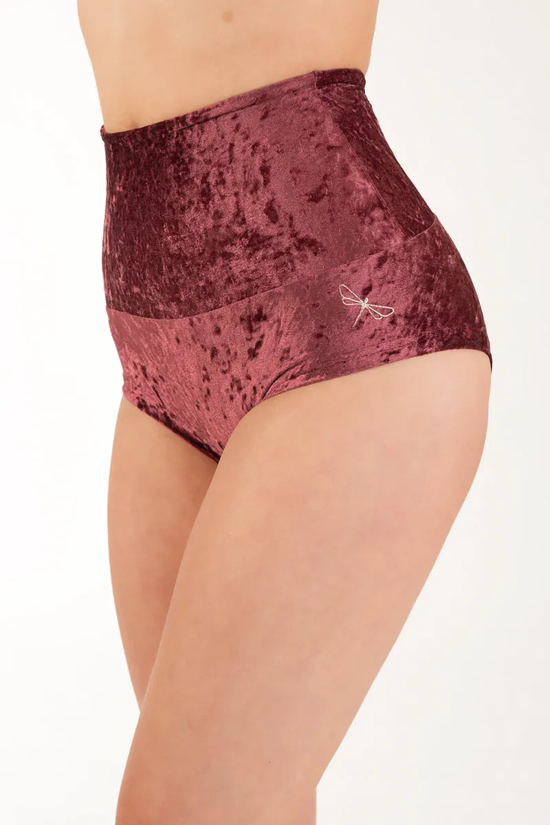 Dragonfly Betty High-Waisted Shorts - Velvet Amaranth