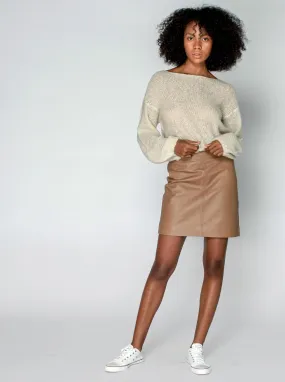 DYLAN LEATHER MINI SKIRT - MOCHA