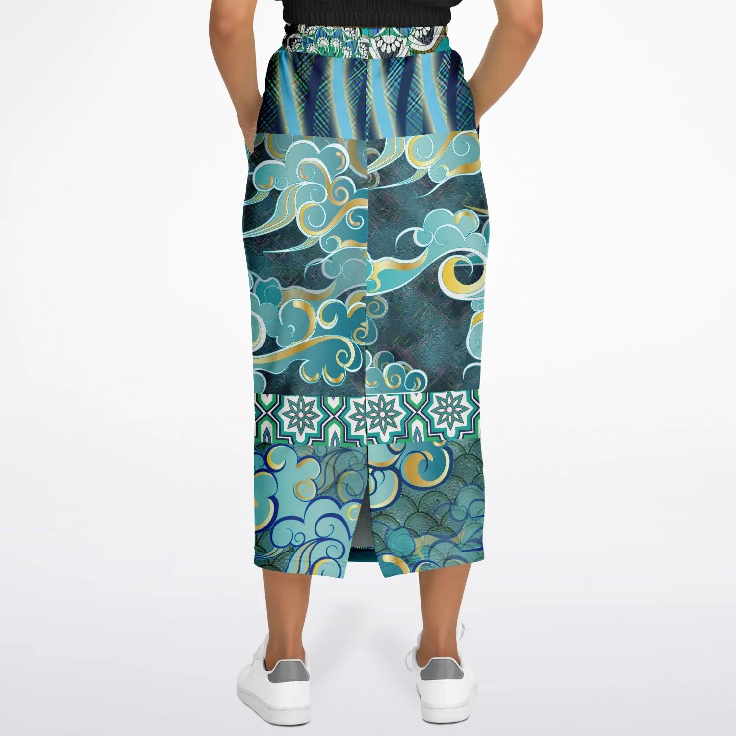 Green Meknes Eco-Poly Long Pocket Skirt