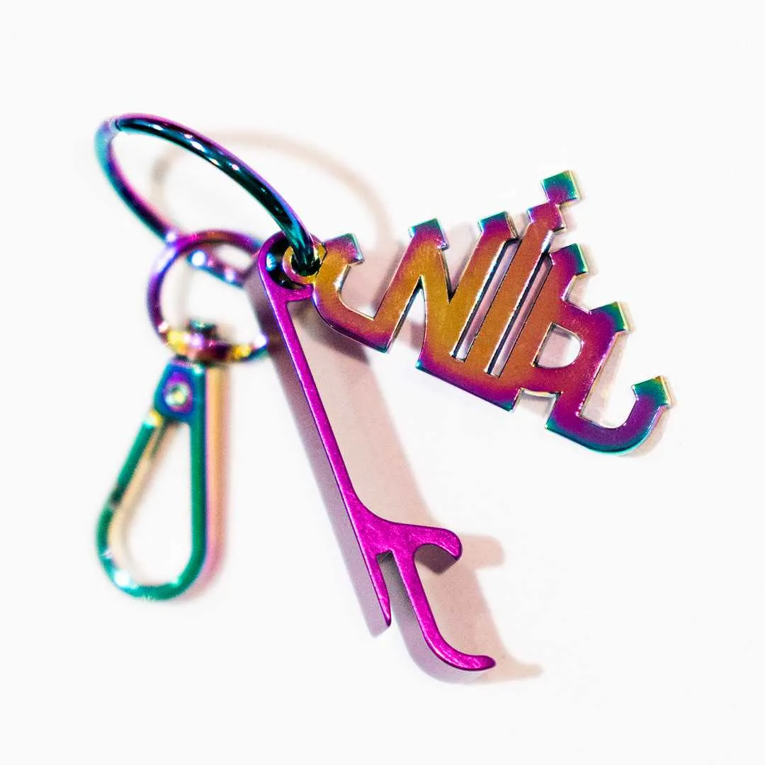 Iridescent Keyring with Bottle Opener