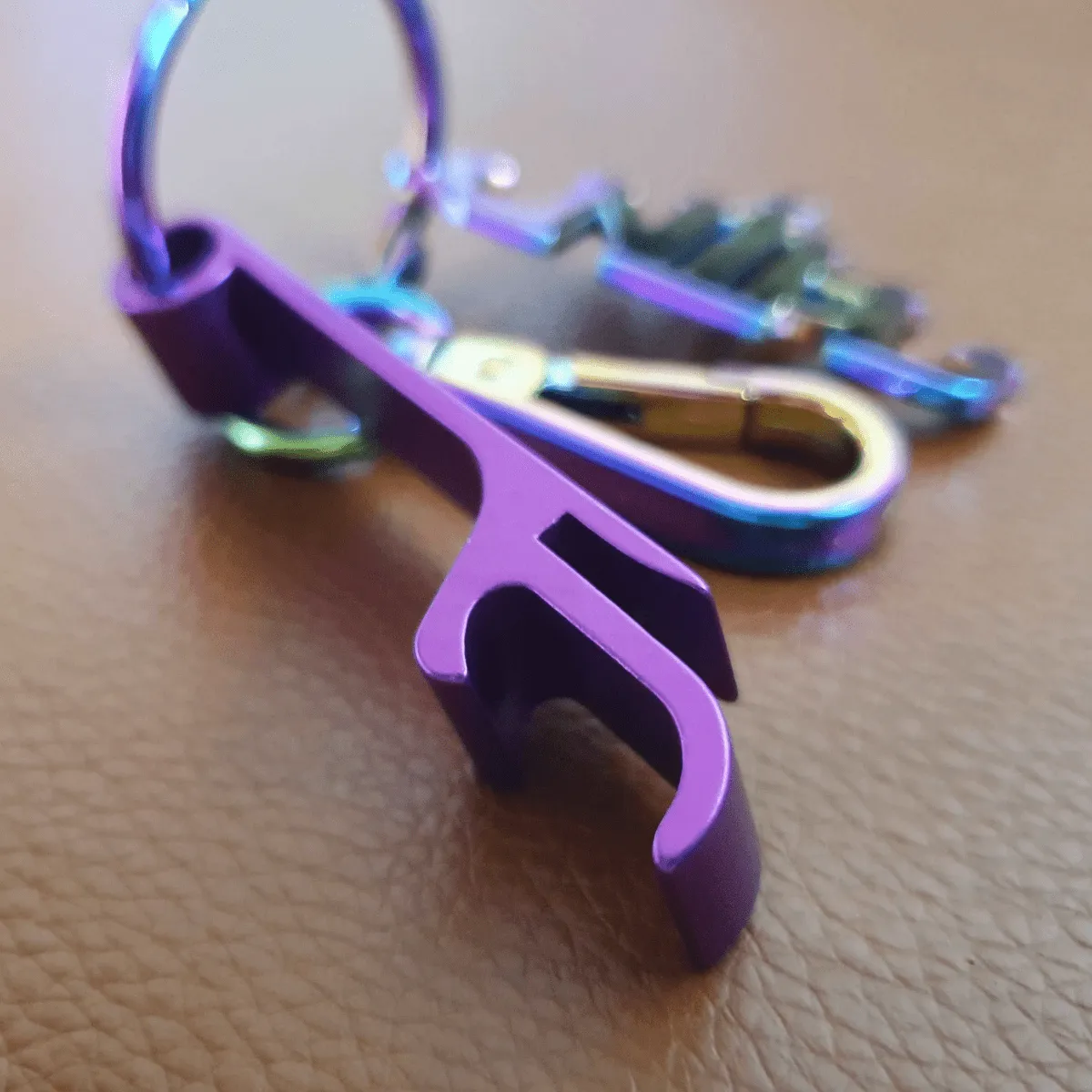 Iridescent Keyring with Bottle Opener