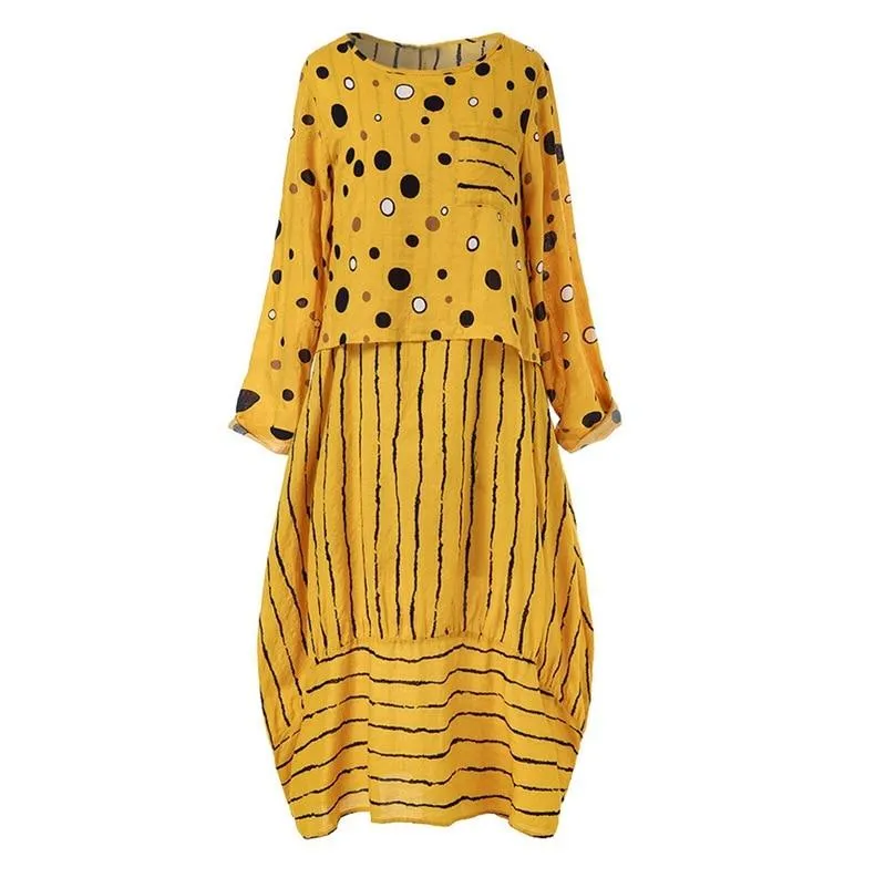 Long Maxi Dress Dot Large Loose Cotton Dress Plus Sizes