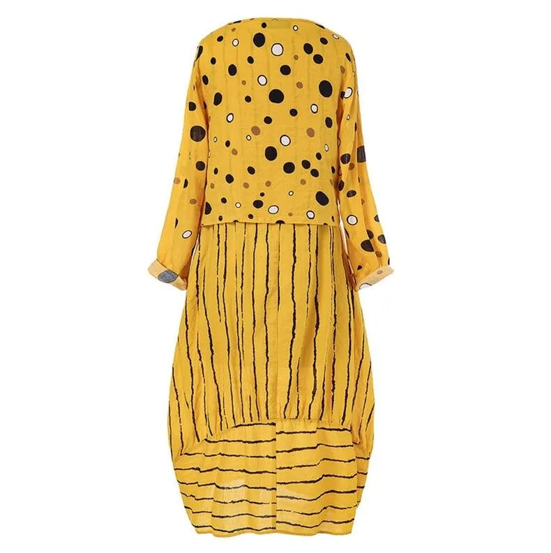 Long Maxi Dress Dot Large Loose Cotton Dress Plus Sizes