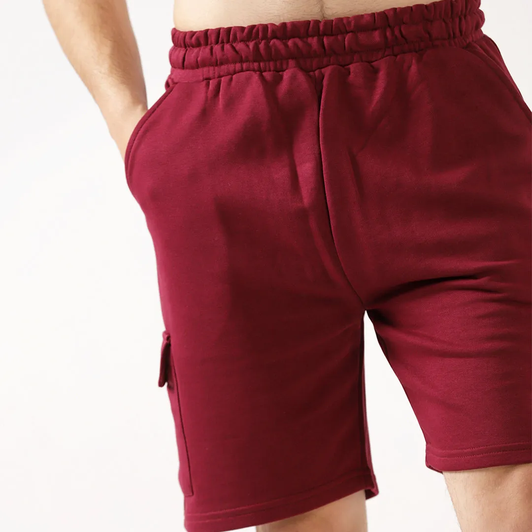 Maroon Cargo Relax Fit Shorts