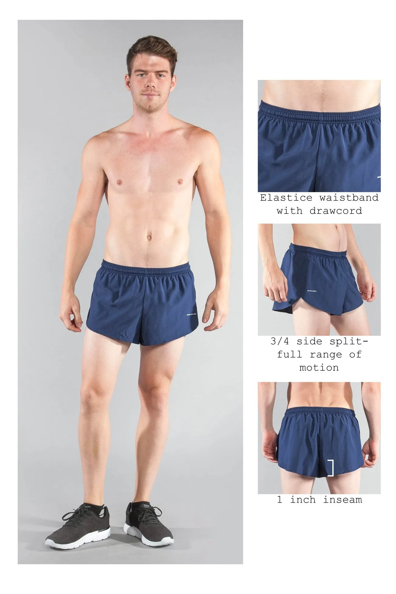 Men's 1" Elite Split Shorts- Navy