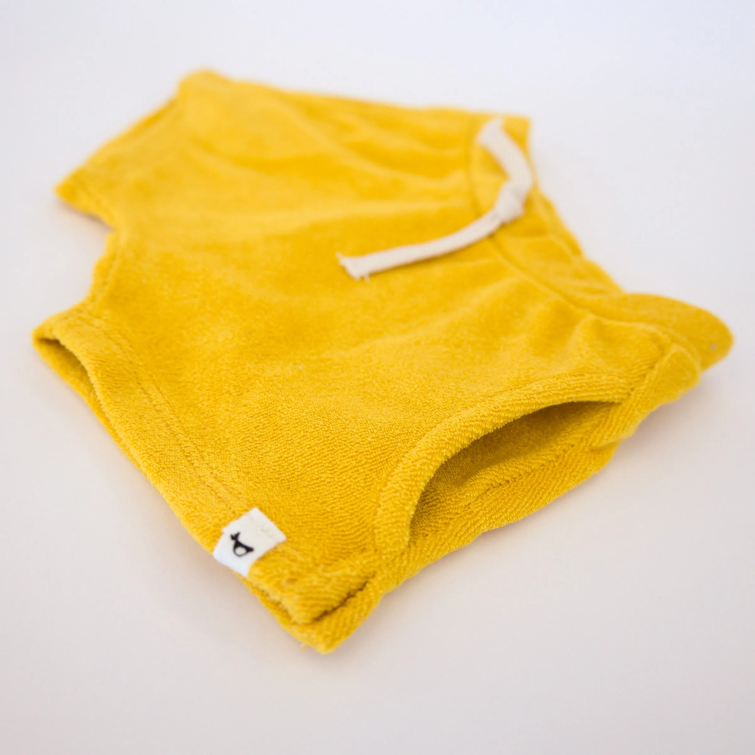 oh baby! Cotton Terry Pocket Drawstring Baby Shorts - Golden