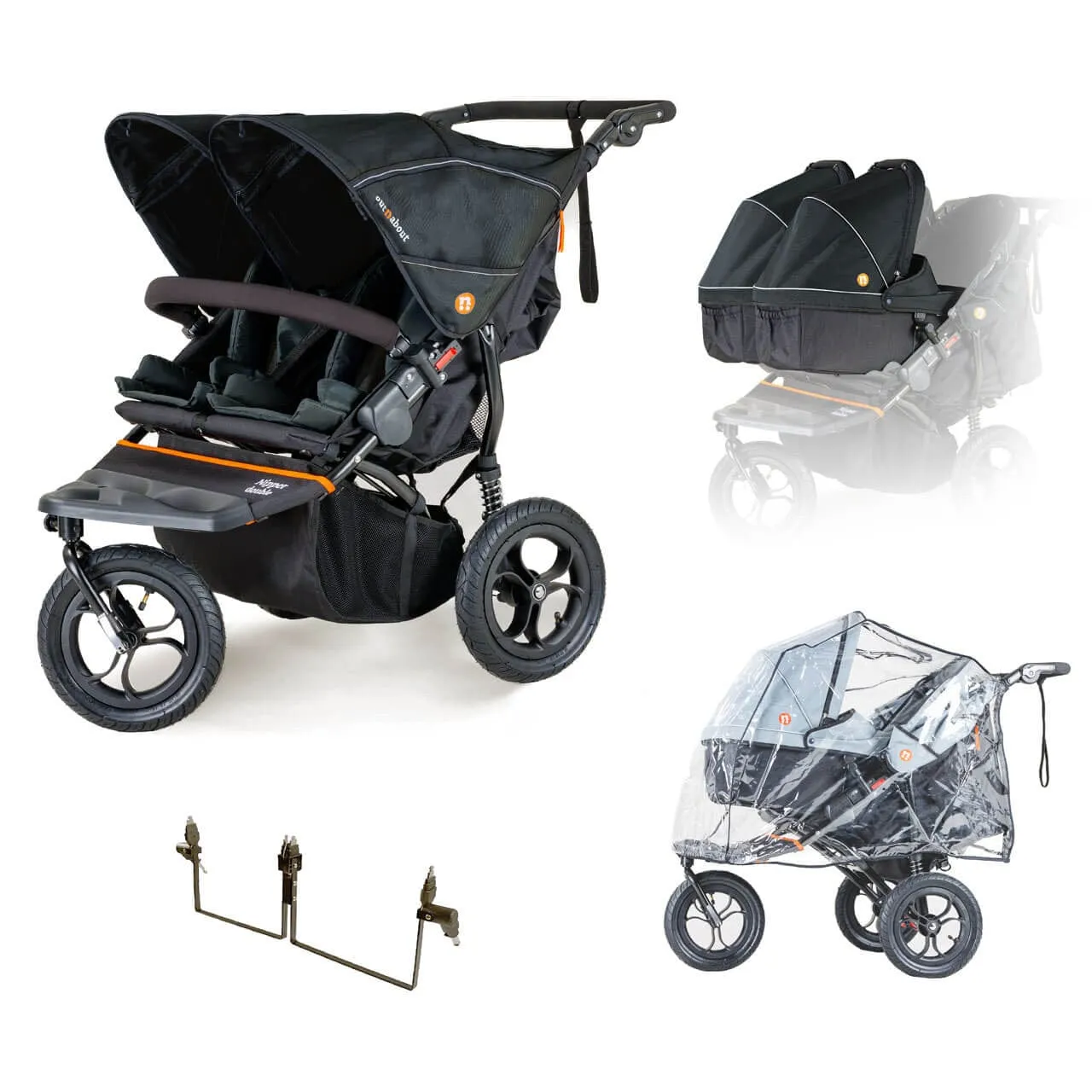 Out n About Nipper V5 Double Pushchair Twin Bundle - Forest Black