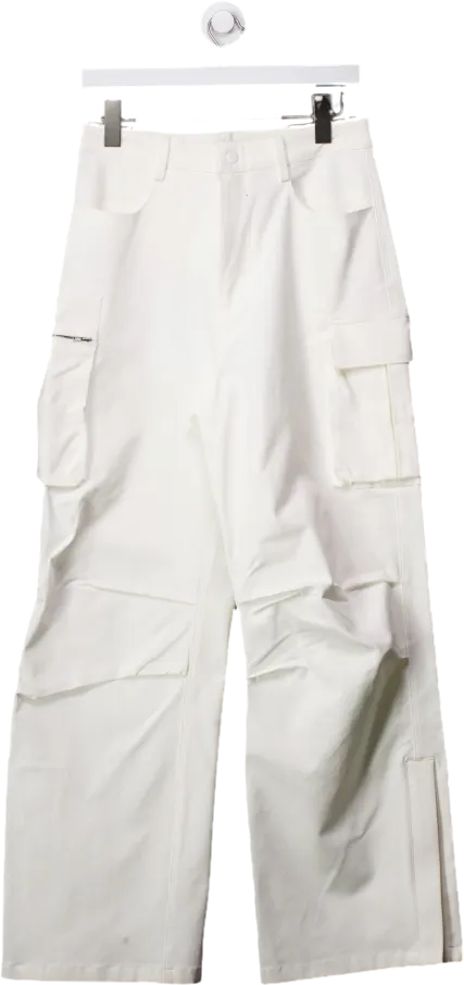 Paper Moon Seoul Cream Cargo Trousers With Zip Detail UK S