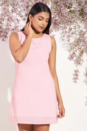 Pink Sleeveless Shift Mini Dress