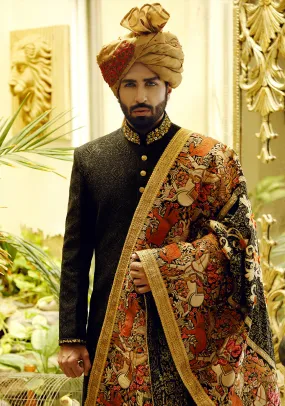 Premium Textured Caviar Sherwani