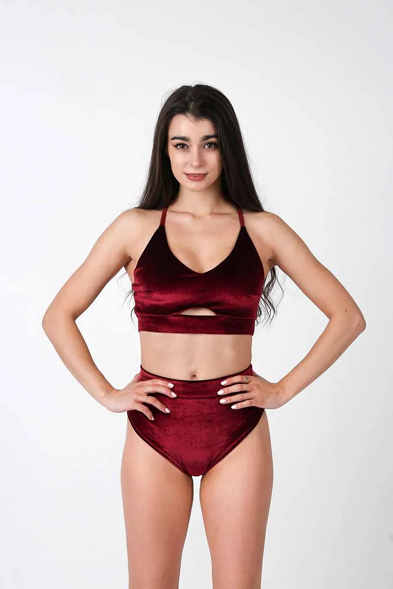 REV ACTIV High Waist Shorts - Wine Velvet