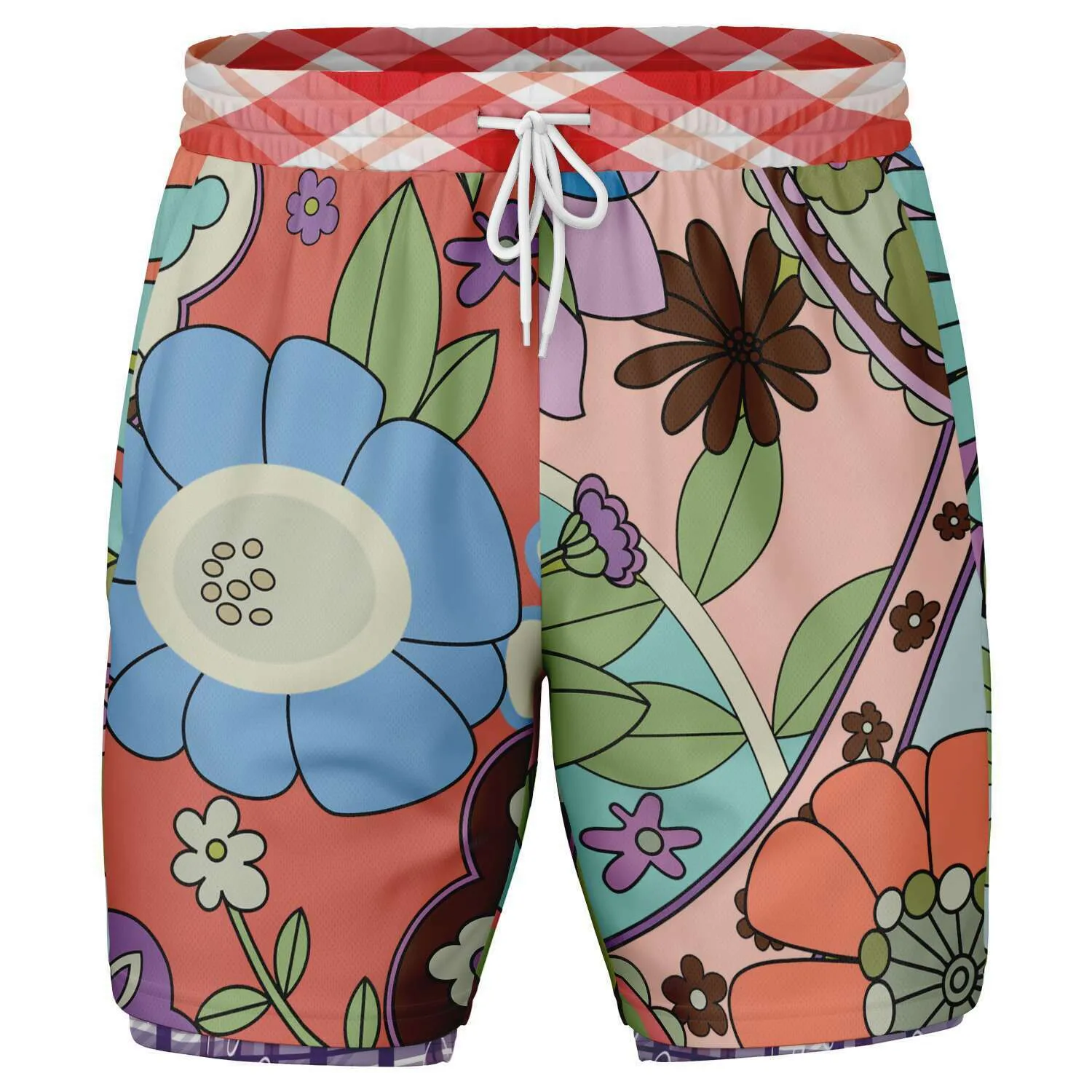 Serendipity Peach Floral Compression Activity Shorts