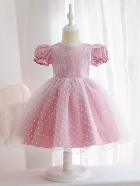 Short Sleeves Formal Kids Pageant Dresses Flower Girl Dresses