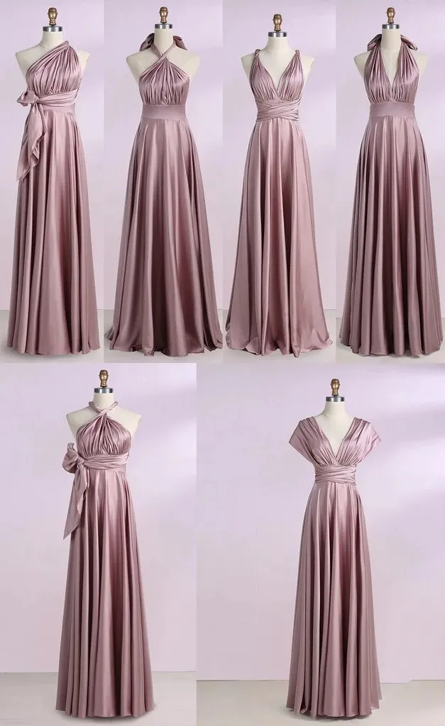 Simple New Arrival Backless Satin Long Bridesmaid Dresses Evening Party Dresses