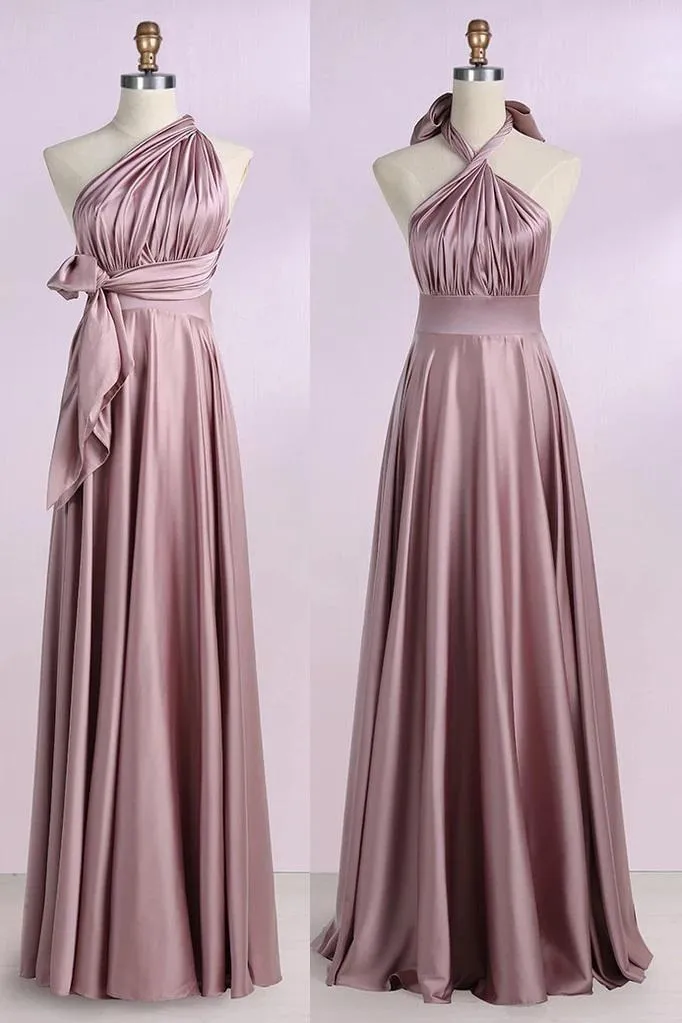 Simple New Arrival Backless Satin Long Bridesmaid Dresses Evening Party Dresses