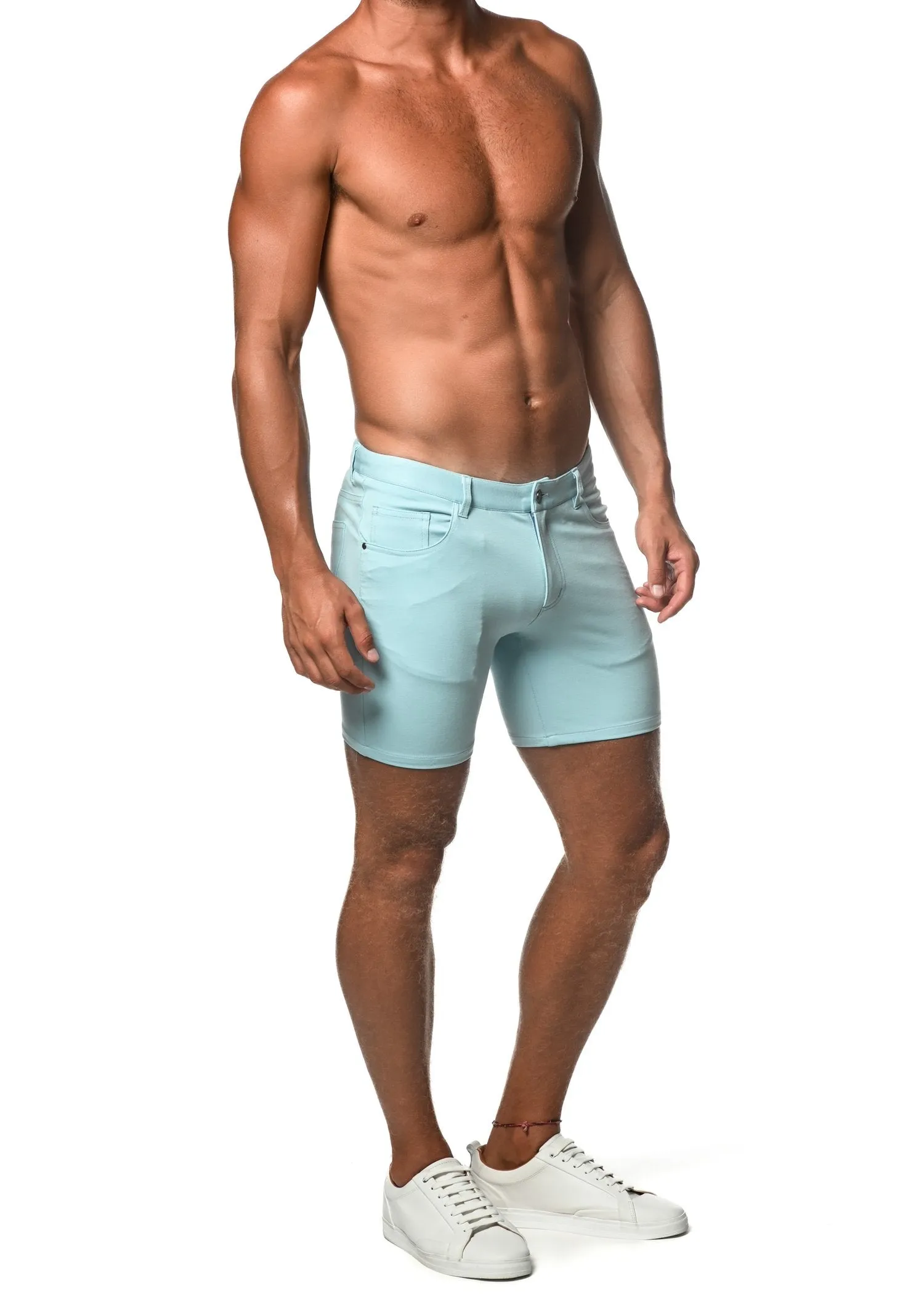 Stretch Knit Shorts (5 inseam) (Ice Blue)