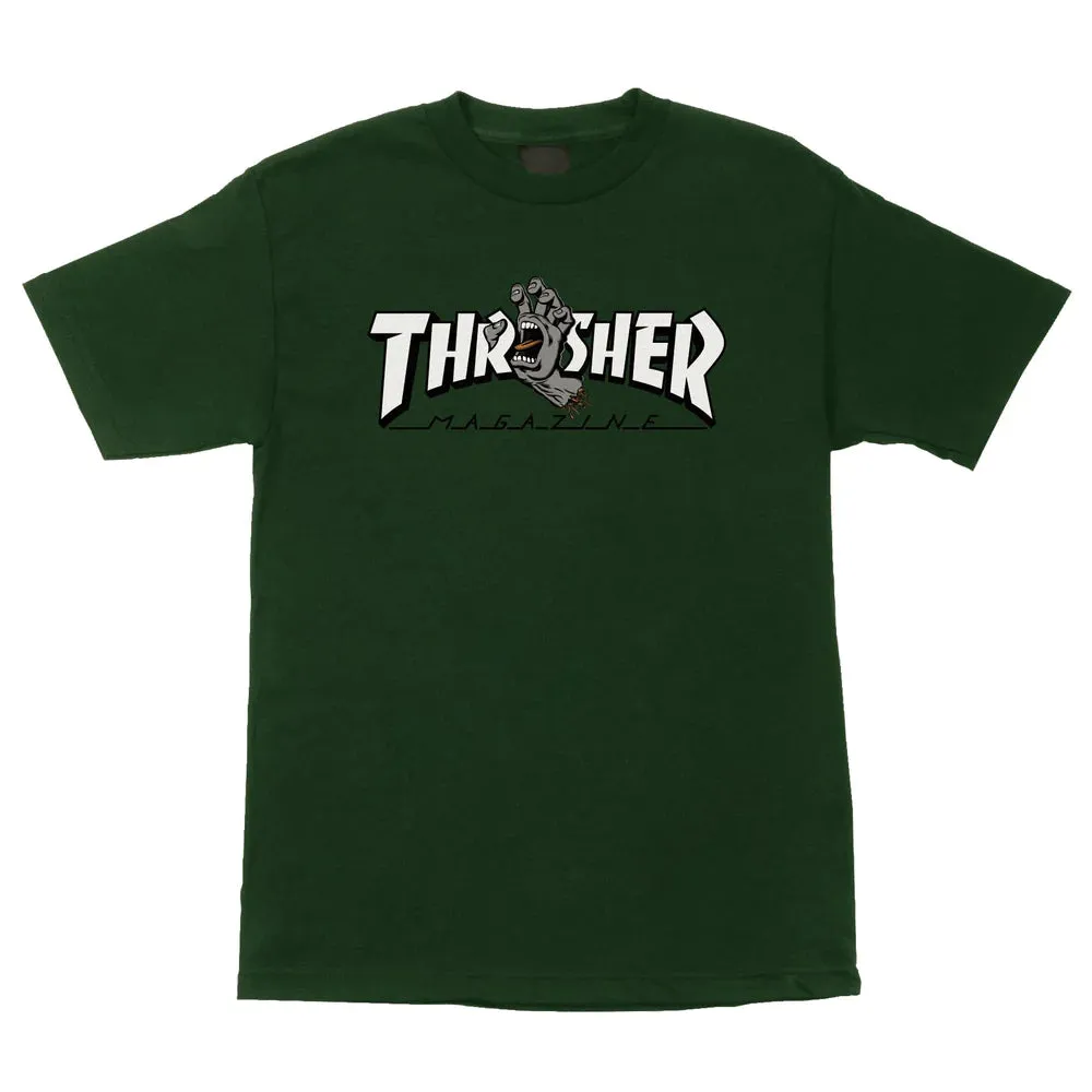 T-SHIRT SANTA CRUZ X THRASHER SCREAMING LOGO SS FOREST GREEN