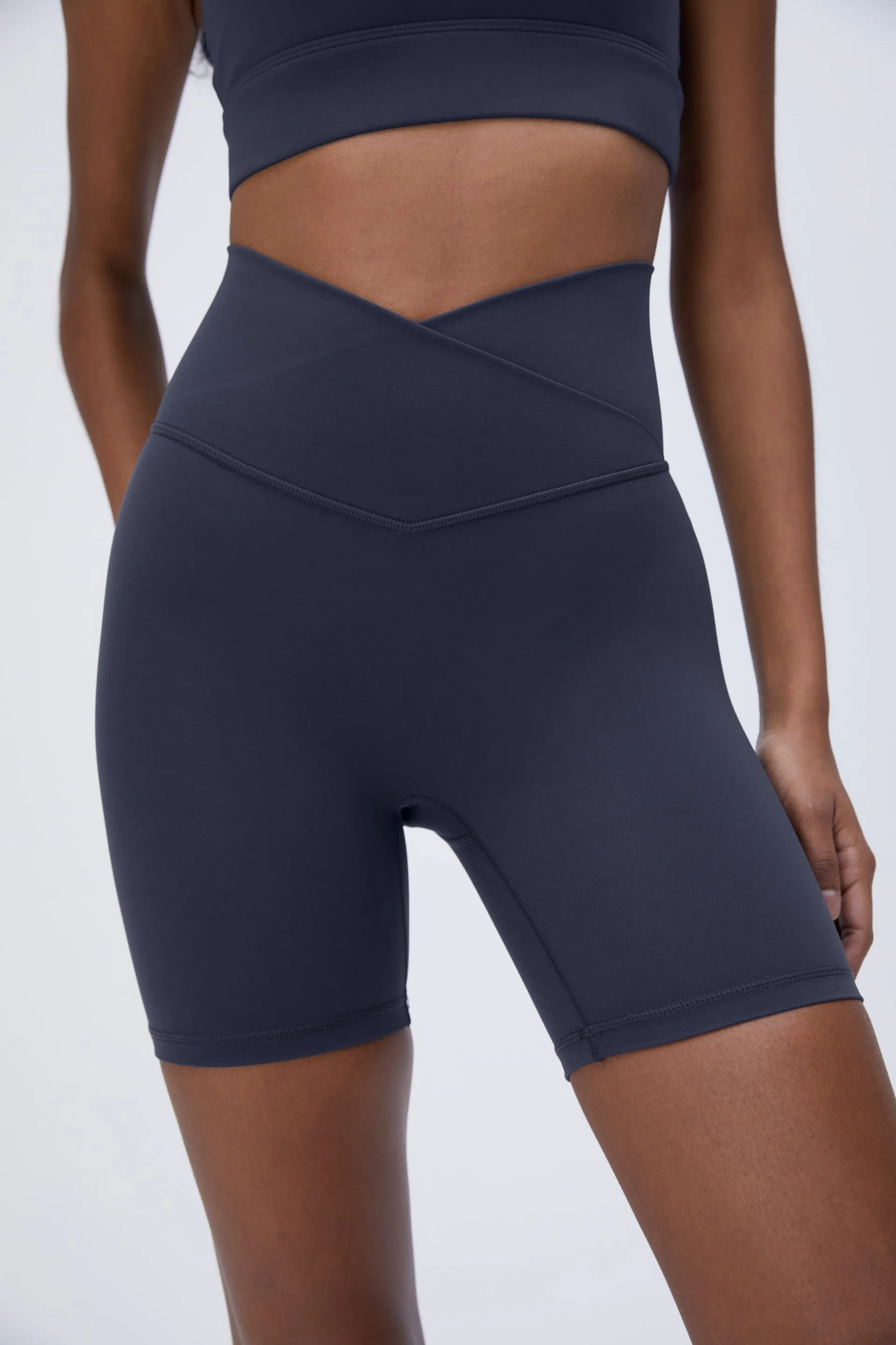 Ultimate Wrap Over Crop Shorts - Midnight Blue